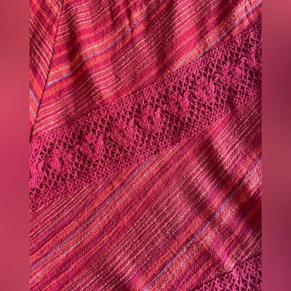 Prana Red Maxi Ginny skirt chevron stripe crochet 100% Cotton Size 6